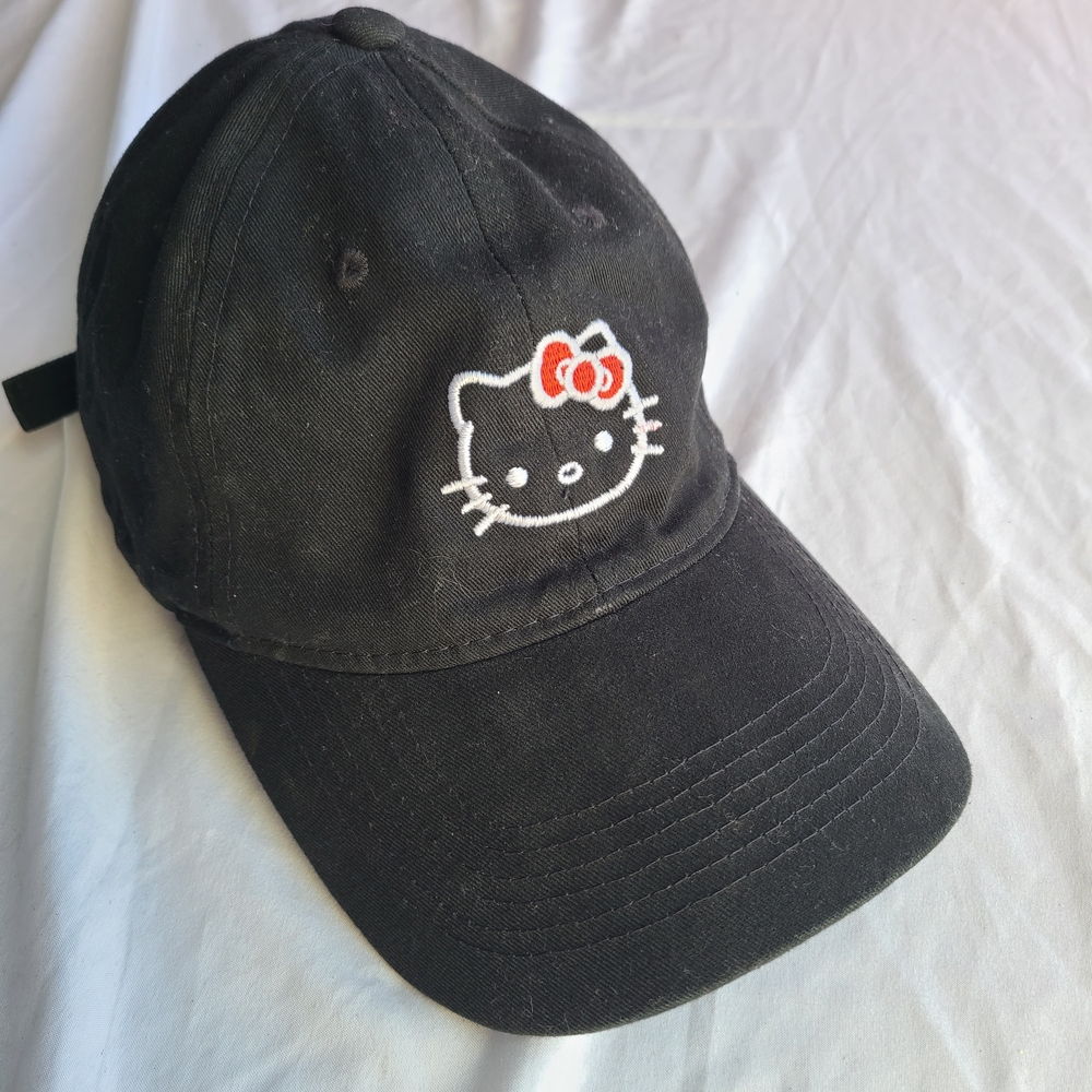 Black Hello Kitty Cap Hat Kawaii Embroidered